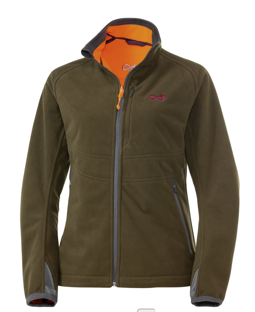 【MONTHLY SALE】Merkel Gear HELIX REVERSIBLE FLEECE JACKET OLIVE/ORANGE（WOMEN)